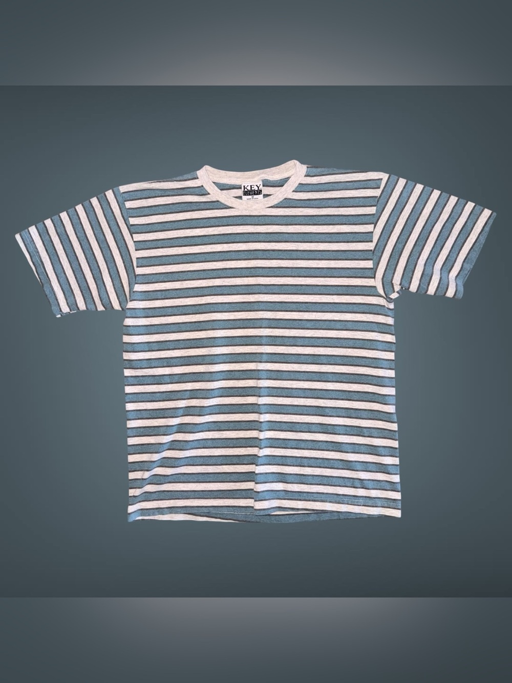 Vintage 90s Key Elements Striped Ringer T-Shirt Made in USA Men’s Medium